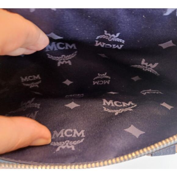 MCM Saffiano Leather Handbag Two-Tone Blue - Picture 15 of 16